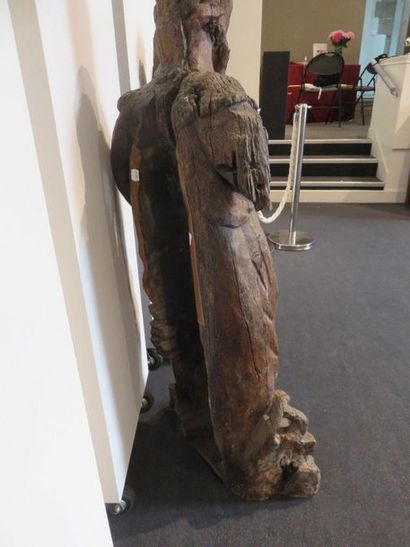 Two important oak statues of St. Joseph and...