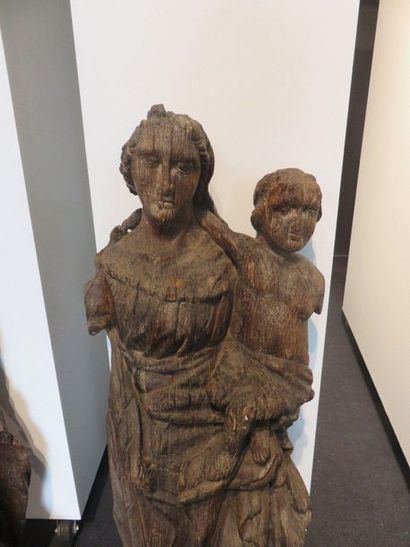Two important oak statues of St. Joseph and...