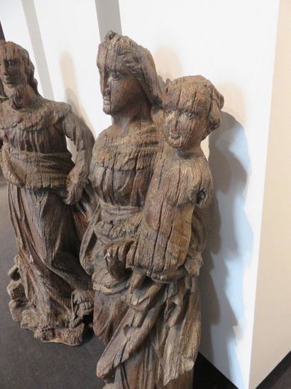 Two important oak statues of St. Joseph and...