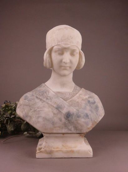 Buste de jeune femme en albâtre - Début du...