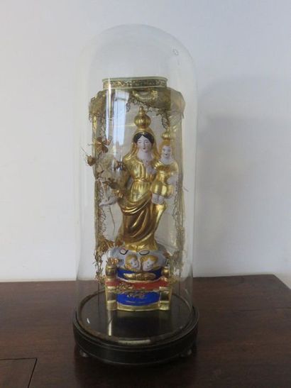 Vierge de Marseille en terre-cuite polychrome...