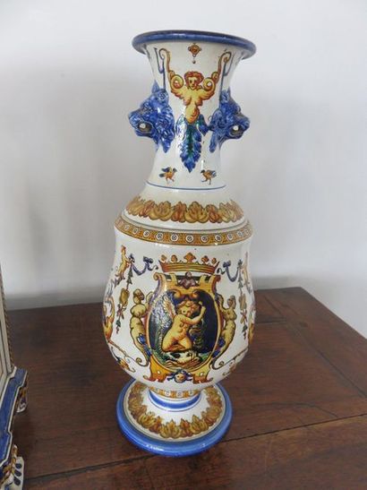 GIEN Garniture de cheminée en céramique polychrome...