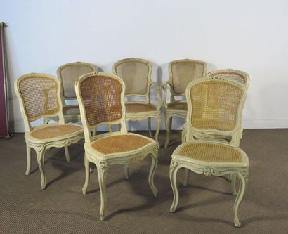 Rare suite de trois fauteuils et quatre chaises...