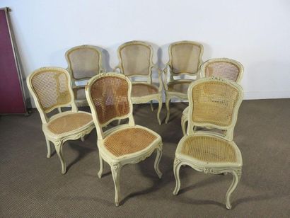 Rare suite de trois fauteuils et quatre chaises...