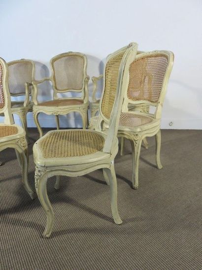 Rare suite de trois fauteuils et quatre chaises...