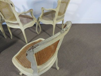 Rare suite de trois fauteuils et quatre chaises...