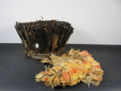THREE ORNAMENTS in feathers.