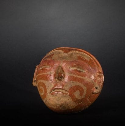 PORTRAIT VASE with human face. Ceramic with...