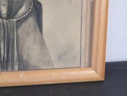 charcoal portrait on paper of a native of...