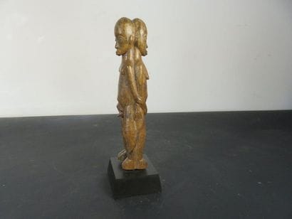 STATUETTE Janus. Wood, beautiful light patina....