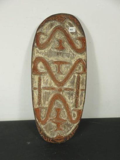 VOTING BOARD Gope, red relief carved ornaments....