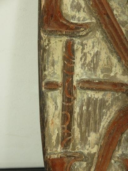 VOTING BOARD Gope, red relief carved ornaments....
