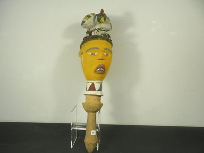 TWO Kebe Kebe dance sticks. Wood painted...