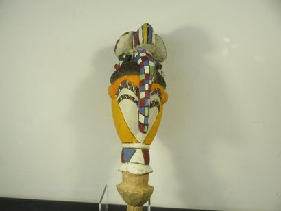 TWO Kebe Kebe dance sticks. Wood painted...