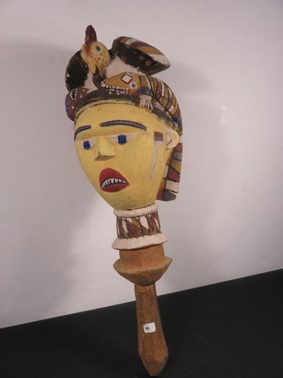 TWO Kebe Kebe dance sticks. Wood painted...