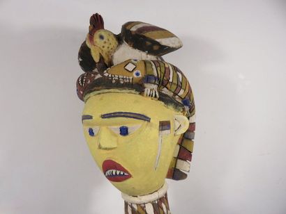 TWO Kebe Kebe dance sticks. Wood painted...