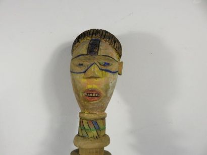 FIVE Kebe Kebe dance sticks. Painted wood...