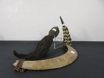 LOT : CHASSE MOUCHES. Bois, peau, fibre et...