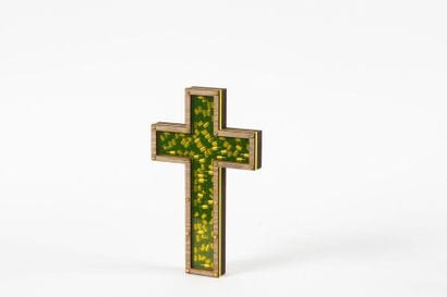 IMBUE Drugs Lord (yellow), 2020. Wooden cross...