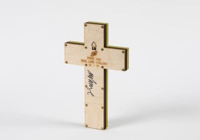 IMBUE Drugs Lord (yellow), 2020. Wooden cross...