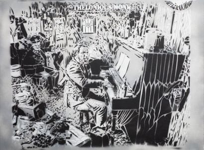 WORKING ARTIST Stencil on canvas signed upper...