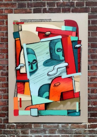 BREZ Seedmen, 2018. Aerosol on canvas, signed...
