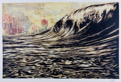 OBEY Dark wave, 2017. Offset silkscreen signed...