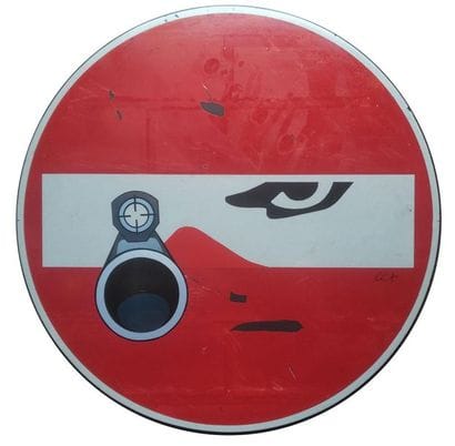 CLET Mirino, 2020. Aerosol on signed sign....