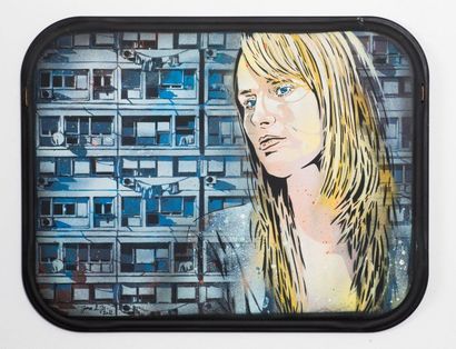 JANA&JS Stencil on melamine tray. Signed...