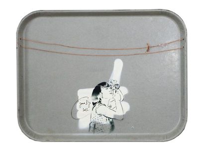 JANA&JS Stencil on melamine tray. Signed...