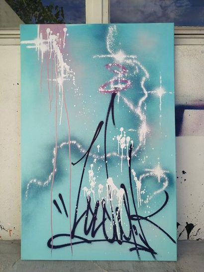 LADY.K Signature on canvas, 2019. Aerosol...