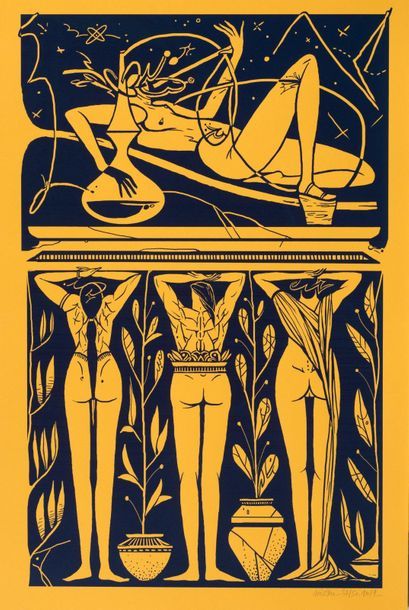 MIOSHE Yellowpiace, 2019. Silkscreen on yellow...