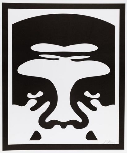 OBEY Obey tryptic white, 2015. Offset silkscreen...