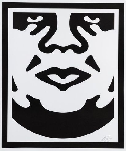 OBEY Obey tryptic white, 2015. Offset silkscreen...