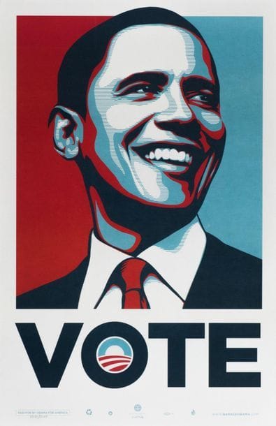 OBEY Vote, 2008. Silkscreen signed lower...