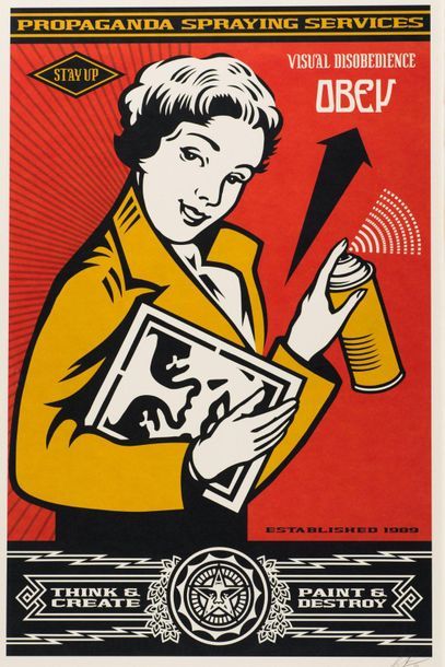 OBEY Obey Stay Up Girl, 2019. Lithograph...