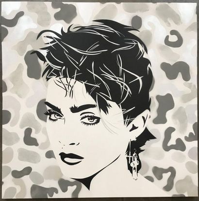 PURE EVIL Camo Madonna, 2020. Stencil and...