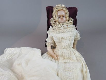 Poupée cire (en l'état). Vêtements. Epoque...