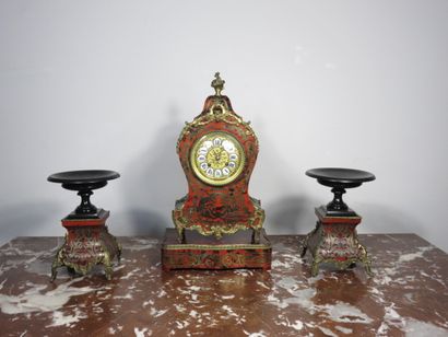 Petite garniture de cheminée en marqueterie...