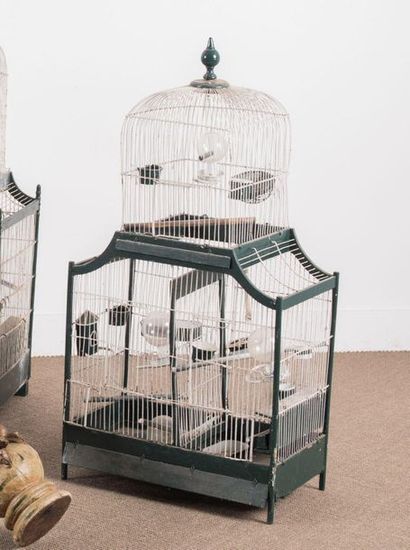 Cage à oiseaux en fils de métal laqué blanc...