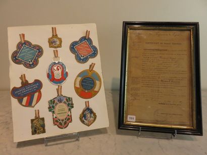 Deux souvenirs : -Cadre d’insignes de journées...