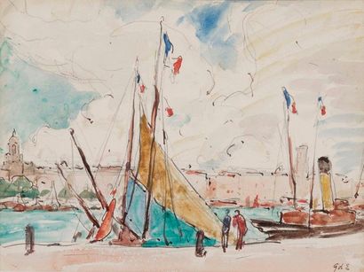 Georges D'ESPAGNAT, 1870-1950

Voiles à quai

aquarelle,...