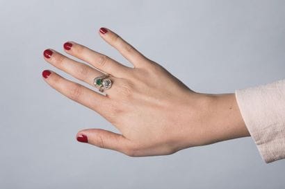 Bague en or jaune et gris, forme « toi et...