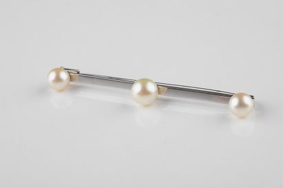 Broche barrette en or gris retenant trois...