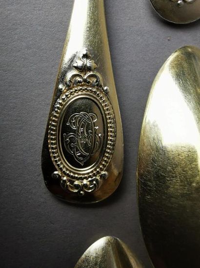 MENAGERE en argent et argent doré (36 pièces)....