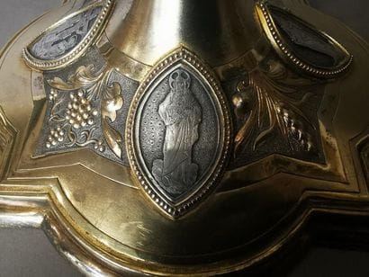 CALICE ET PATENE en argent et argent doré....