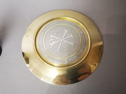 CALICE ET PATENE en argent et argent doré....