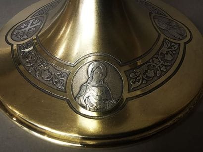 CALICE ET PATENE en argent et argent doré....