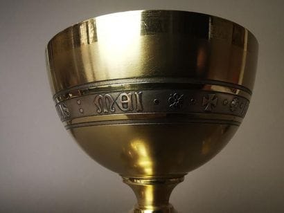 CALICE ET PATENE en argent et argent doré....