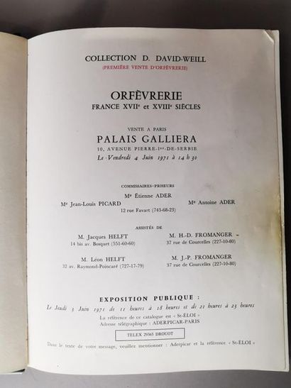 CATALOGUES DE VENTE de la Collection David-Weill :...